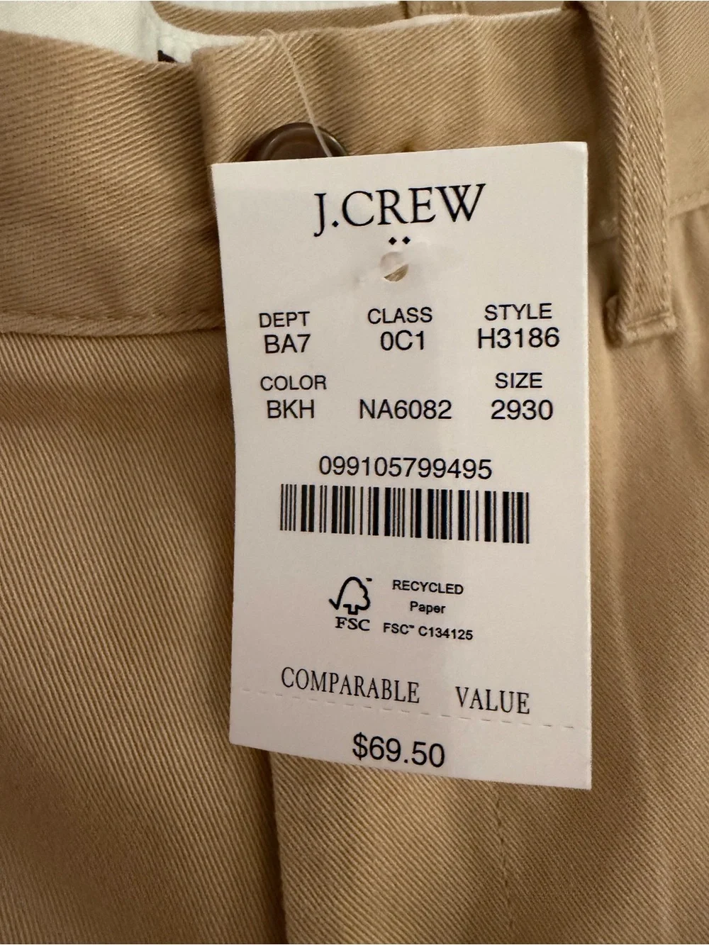 J. Crew Men’s Flex Khaki Chino Pants - Classic Straight Fit